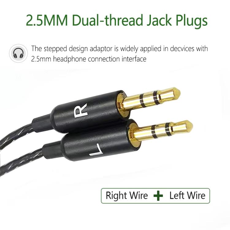 Cable de audio de repuesto para auriculares de 3,5 mm a doble 2,5 mm, compatible con Sol Republic Master Tracks HD V8 V10 V12 X3., 1.2m