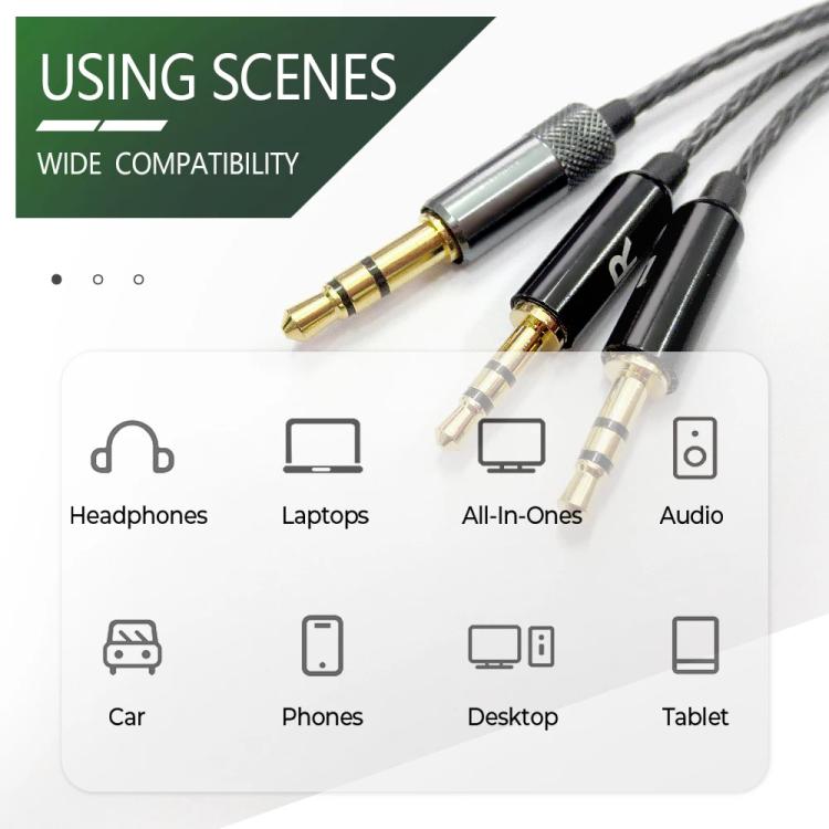 Cable de audio de repuesto para auriculares de 3,5 mm a doble 2,5 mm, compatible con Sol Republic Master Tracks HD V8 V10 V12 X3., 1.2m