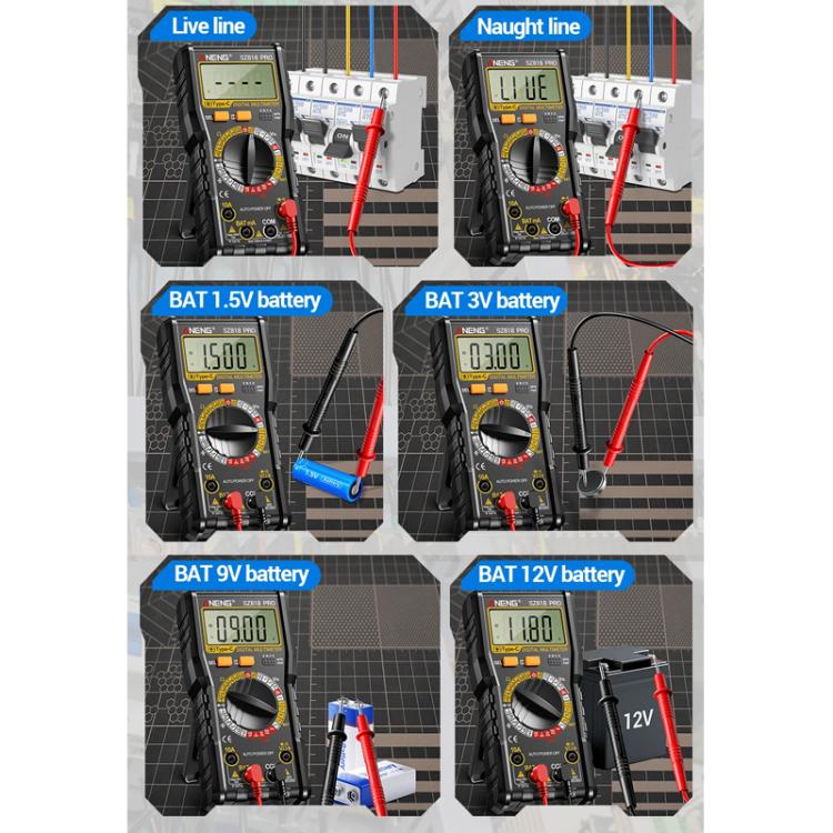 Multímetro digital con comprobador de voltaje con detección NCV para corriente/voltaje CA/CC, triodo hFE y herramienta de prueba de condensadores., ANENG SZ818, ANENG SZ818 Pro  Rechargeable