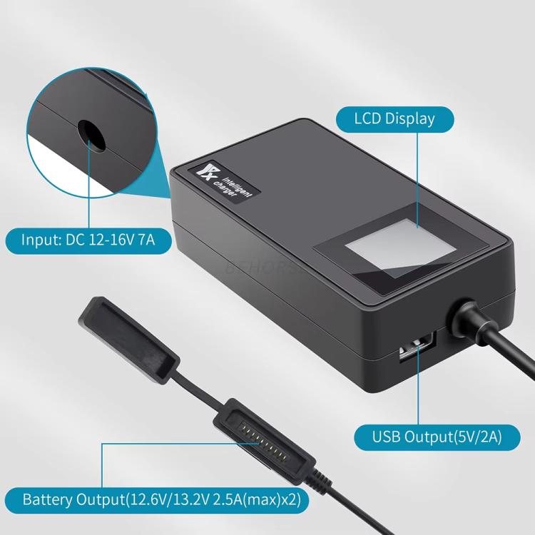 Cargador de coche YX con pantalla digital y cargador rápido para dos baterías, compatible con DJI Mavic Air 2 / Air 2S., Car Charger