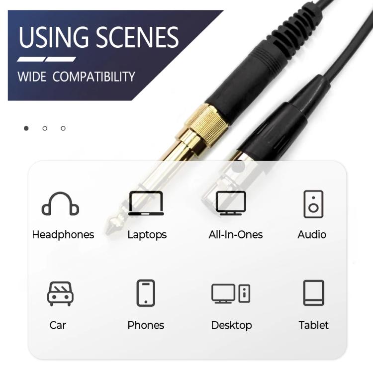 Cable para auriculares con conector de 6,35 mm para AKG Q701 Q702 K712 K240, 1.5-4.5m Spring, 3m Straight