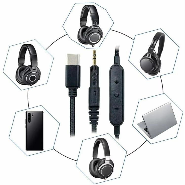 Cable de audio para auriculares de 1,5 m con conector USB-C a 2,5 mm para BOSE 700 QC25 QC35 OE2 SoundLink, Standard, Cable Control
