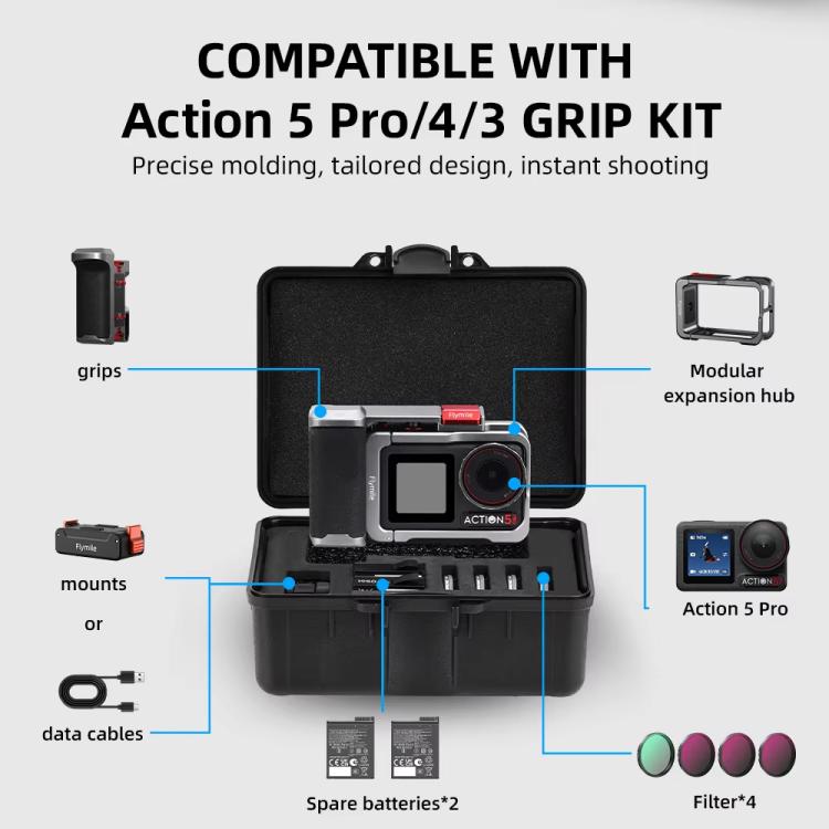 Estuche de transporte Flymile para organizador de almacenamiento de kits de fotografía callejera DJI Action 5 Pro/4/3, Safety Box