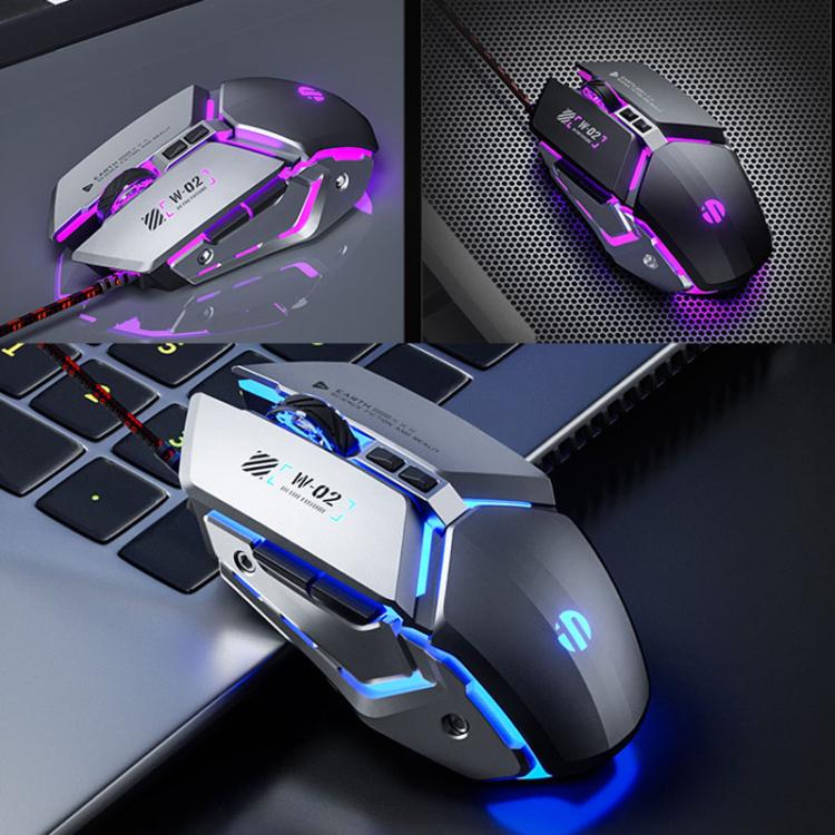 Ratón para juegos Inphic W-02 USB con cable, macros programables e iluminación integrada.