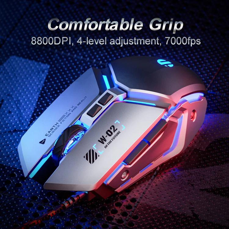 Ratón para juegos Inphic W-02 USB con cable, macros programables e iluminación integrada.