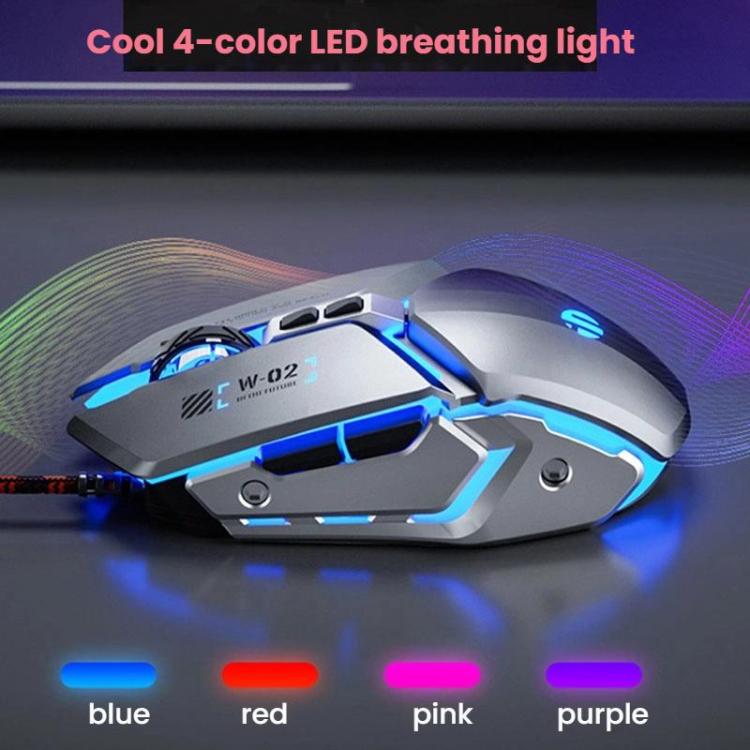 Ratón para juegos Inphic W-02 USB con cable, macros programables e iluminación integrada.