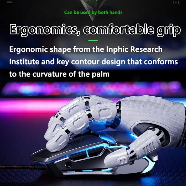 Ratón para juegos Inphic W-02 USB con cable, macros programables e iluminación integrada.