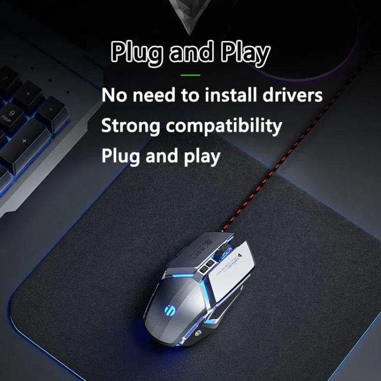 Ratón para juegos Inphic W-02 USB con cable, macros programables e iluminación integrada.