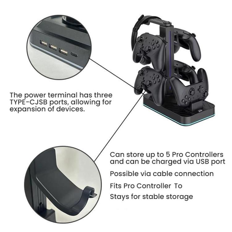 Soporte de almacenamiento y carga para auriculares del mando Nintendo Switch 2 Pro