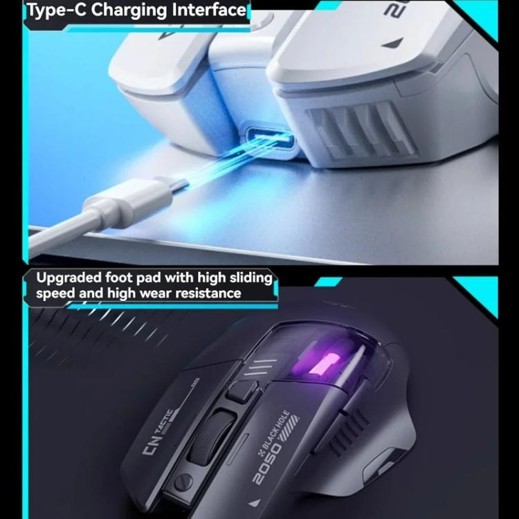 Ratón inalámbrico Bluetooth Inphic para oficina y juegos con carga LED., Dual Mode White, Tri-Mode Black, Tri-Mode White