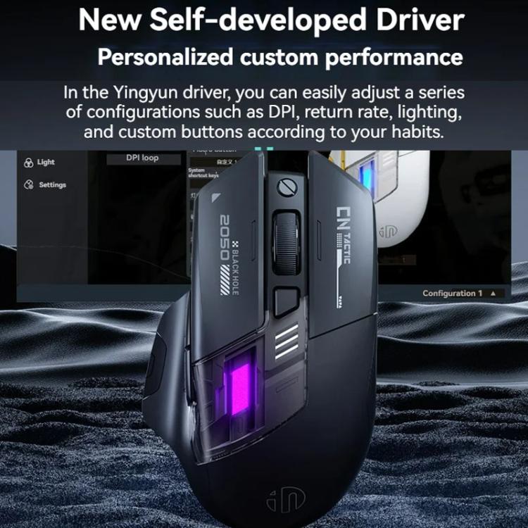 Ratón inalámbrico Bluetooth Inphic para oficina y juegos con carga LED., Dual Mode White, Tri-Mode Black, Tri-Mode White