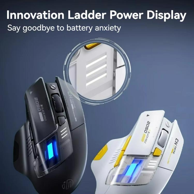 Ratón inalámbrico Bluetooth Inphic para oficina y juegos con carga LED., Dual Mode White, Tri-Mode Black, Tri-Mode White