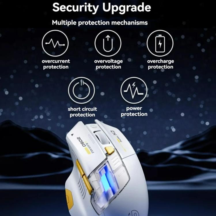 Ratón inalámbrico Bluetooth Inphic para oficina y juegos con carga LED., Dual Mode White, Tri-Mode Black, Tri-Mode White