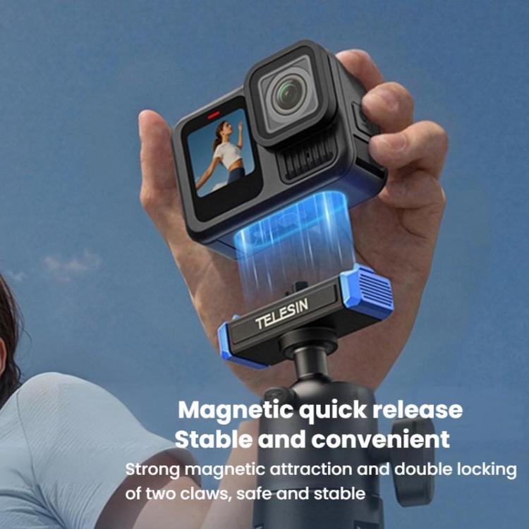 Trípode de escritorio portátil TELESIN S1-MNP-14-TGP para GoPro HERO13 Black, mini palo selfie retráctil de liberación rápida de 17-40 cm