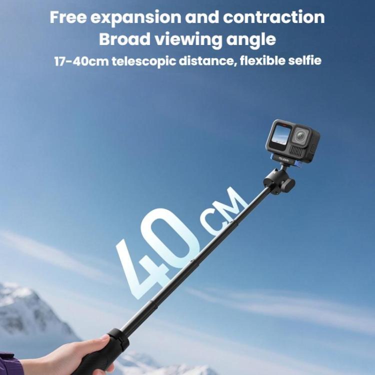 Trípode de escritorio portátil TELESIN S1-MNP-14-TGP para GoPro HERO13 Black, mini palo selfie retráctil de liberación rápida de 17-40 cm
