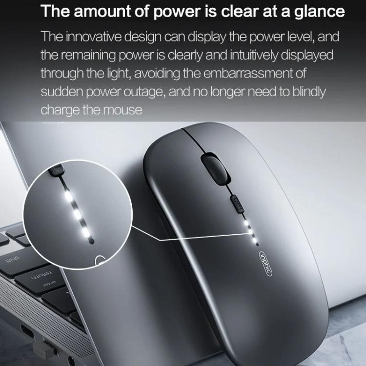 Ratón inalámbrico Bluetooth recargable Inphic M1 PRO con tres modos, función de silencio e indicador de nivel de batería.
