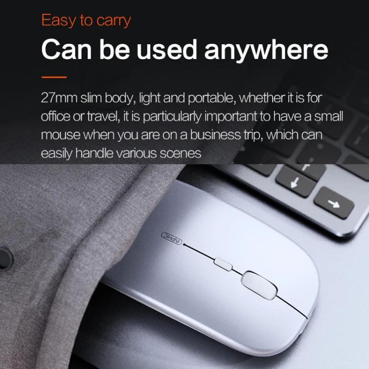 Ratón inalámbrico Bluetooth recargable Inphic M1 PRO con tres modos, función de silencio e indicador de nivel de batería.