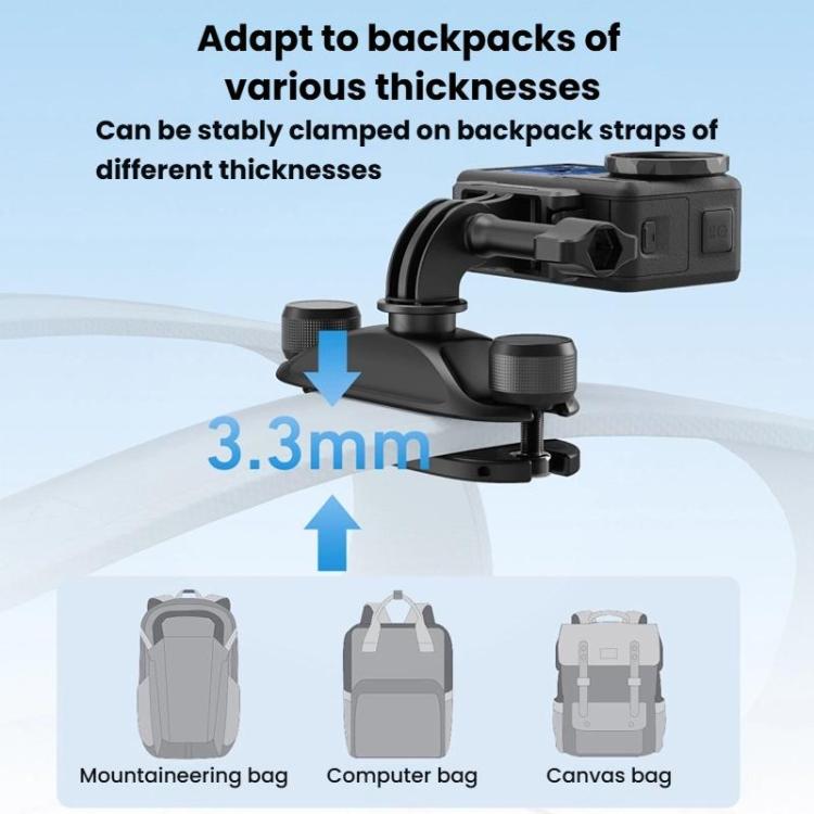 Soporte de liberación rápida para mochila TELESIN S3-JFM-03-TDJ, clip universal para mochila para cámaras de acción, S3-JFM-03-TDJ