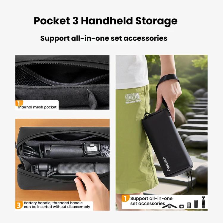 Bolsa de almacenamiento pequeña Cwatcun D240 para DJI Osmo Pocket 3, bandolera portátil impermeable para cámara deportiva., D240