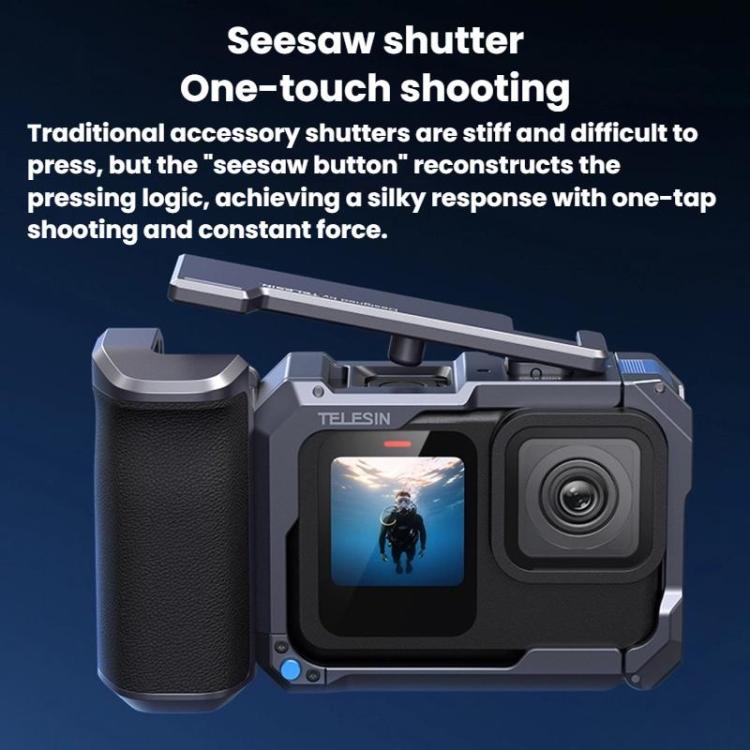 Kit de empuñadura para cámara TELESIN para GoPro HERO9 Black / HERO10 Black / HERO11 Black / HERO12 Black / HERO13 Black, Without Camera Cage, With Camera Cage