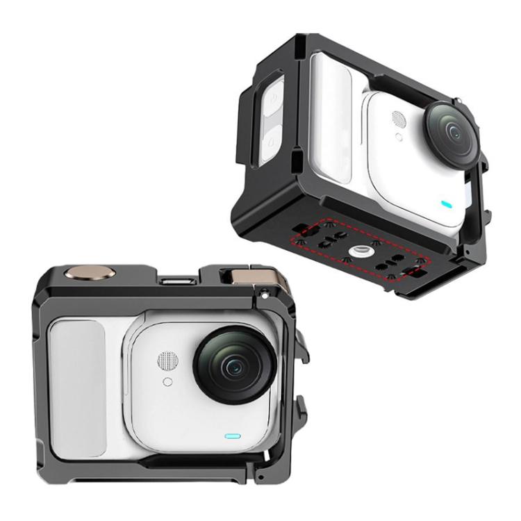 Jaula de aleación de aluminio Ultra para Insta360 GO con soporte de zapata fría doble y marco protector a prueba de golpes., Aluminum Alloy Cage
