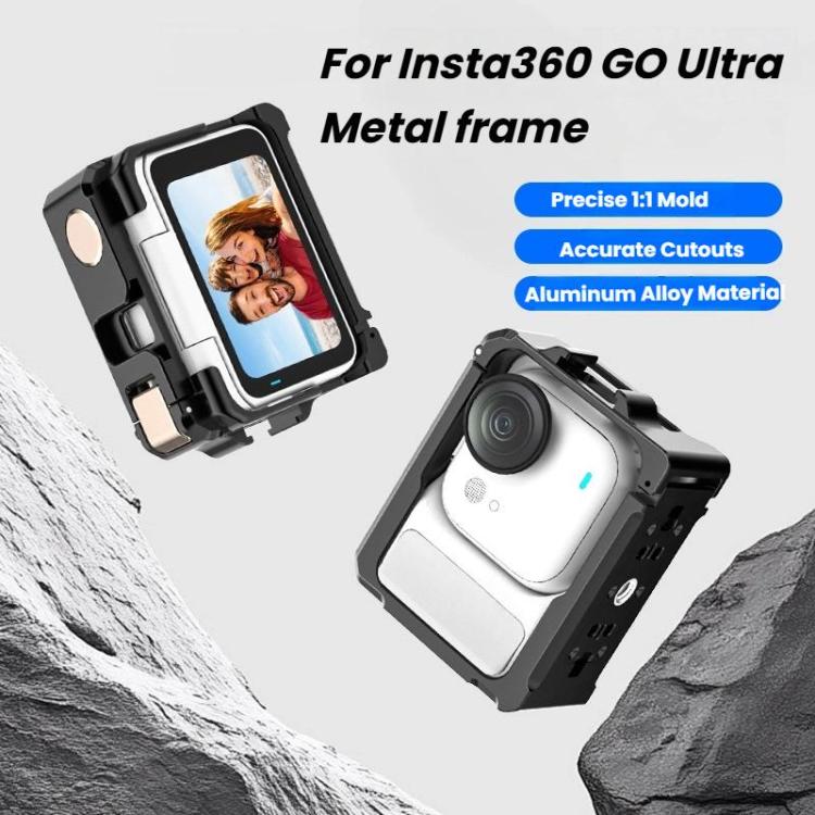 Jaula de aleación de aluminio Ultra para Insta360 GO con soporte de zapata fría doble y marco protector a prueba de golpes., Aluminum Alloy Cage