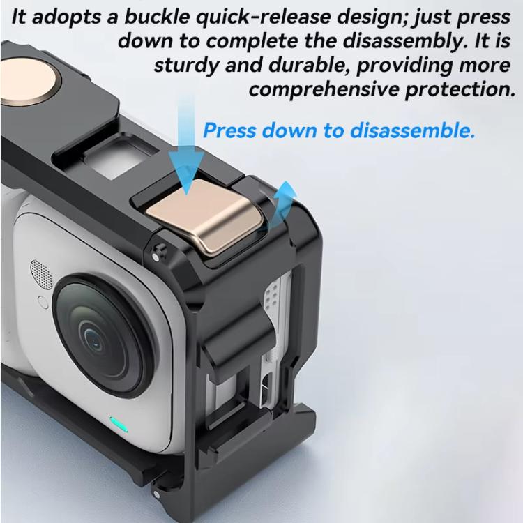 Jaula de aleación de aluminio Ultra para Insta360 GO con soporte de zapata fría doble y marco protector a prueba de golpes., Aluminum Alloy Cage