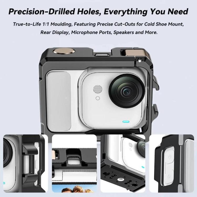 Jaula de aleación de aluminio Ultra para Insta360 GO con soporte de zapata fría doble y marco protector a prueba de golpes., Aluminum Alloy Cage