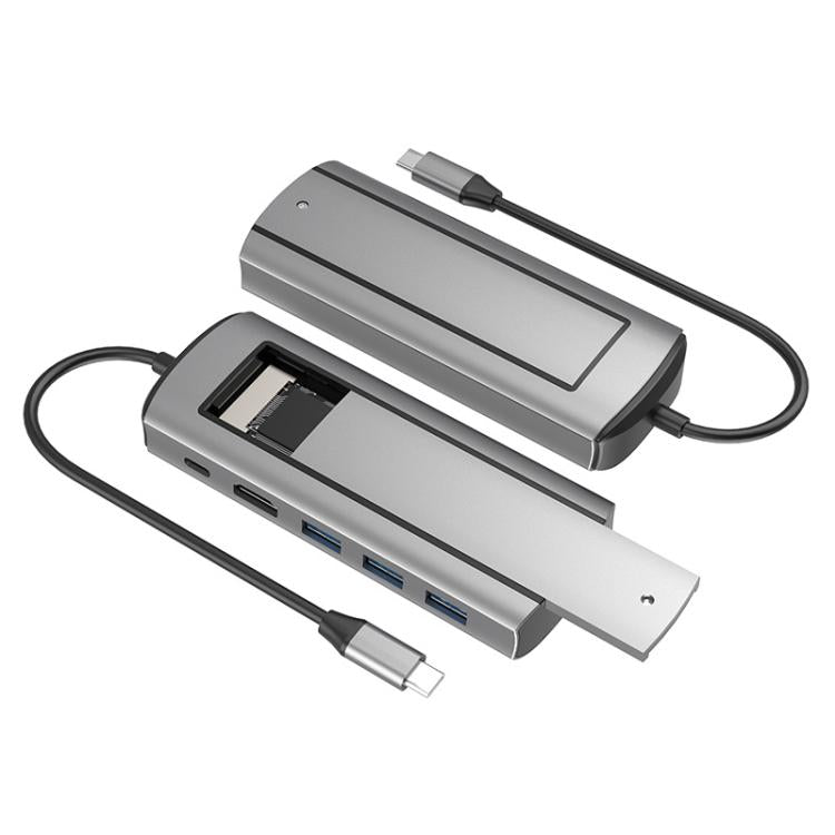 Estación de acoplamiento 6 en 1 Tipo-C/USB-C a PD+HDMI (4K 30 Hz) +USB 3.0 x 3+SSD SATA/NVMe, 6-In-1 SATA/NVME