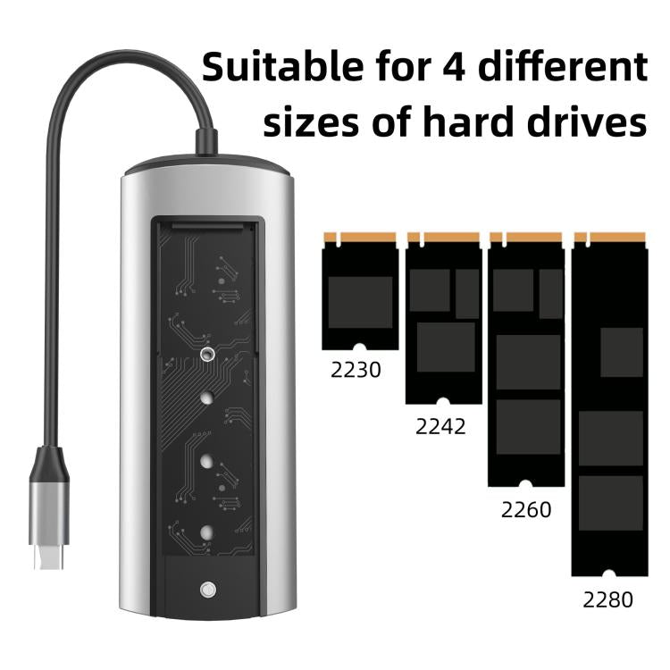Estación de acoplamiento 6 en 1 Tipo-C/USB-C a PD+HDMI (4K 30 Hz) +USB 3.0 x 3+SSD SATA/NVMe, 6-In-1 SATA/NVME