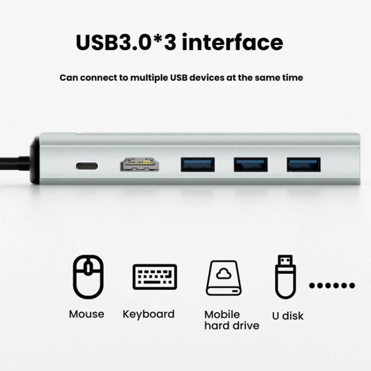 Estación de acoplamiento 6 en 1 Tipo-C/USB-C a PD+HDMI (4K 30 Hz) +USB 3.0 x 3+SSD SATA/NVMe, 6-In-1 SATA/NVME