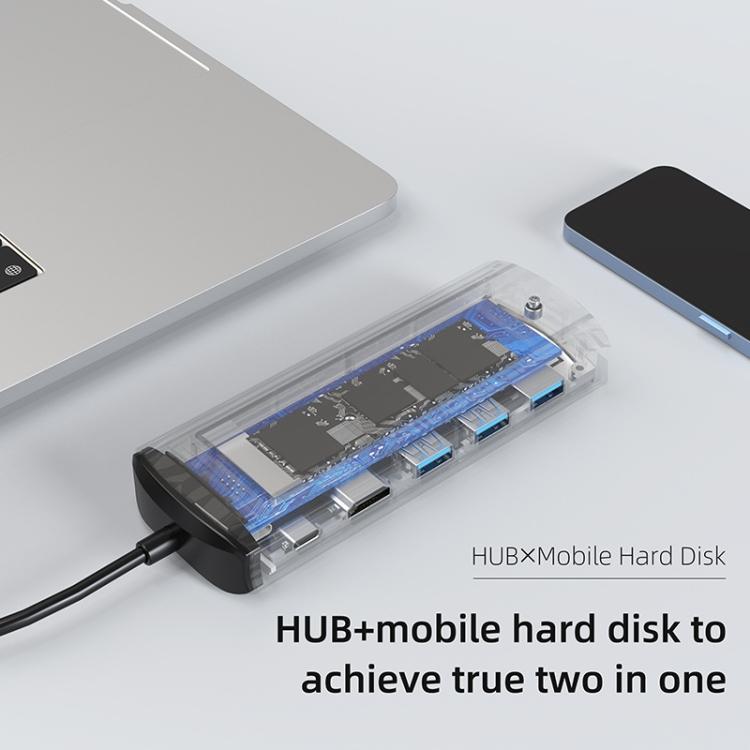 Estación de acoplamiento 6 en 1 Tipo-C/USB-C a PD+HDMI (4K 30 Hz) +USB 3.0 x 3+SSD SATA/NVMe, 6-In-1 SATA/NVME