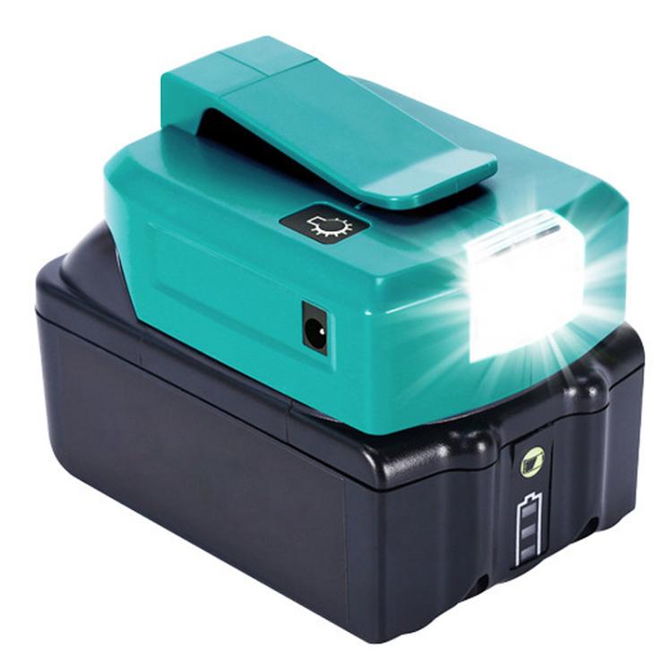 Adaptador para batería de litio Makita de 14,4 V/18 V con iluminación LED, Dual USB + DC