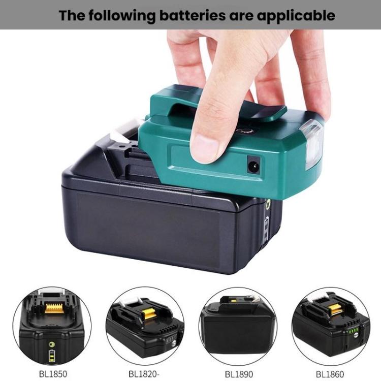 Adaptador para batería de litio Makita de 14,4 V/18 V con iluminación LED, Dual USB + DC