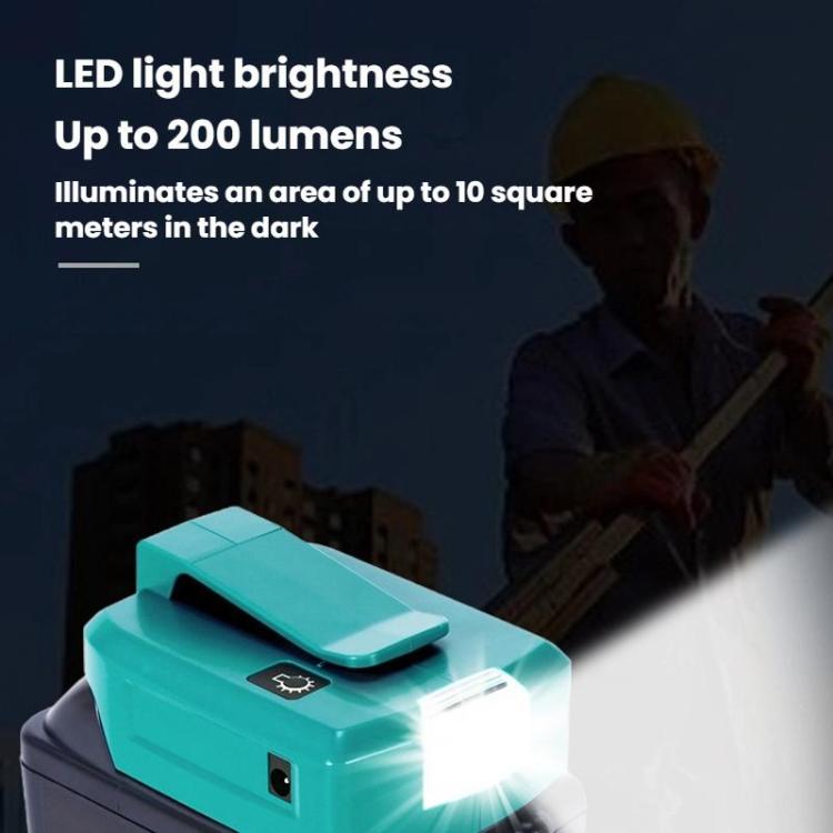 Adaptador para batería de litio Makita de 14,4 V/18 V con iluminación LED, Dual USB + DC