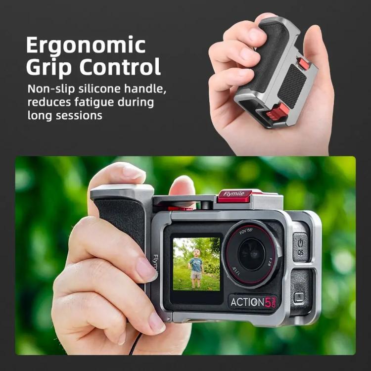 Kit de empuñadura Flymile Street Shooting para cámara de acción DJI Osmo Action 5 Pro/4/3, jaula de expansión de aluminio., AC5015 Cage