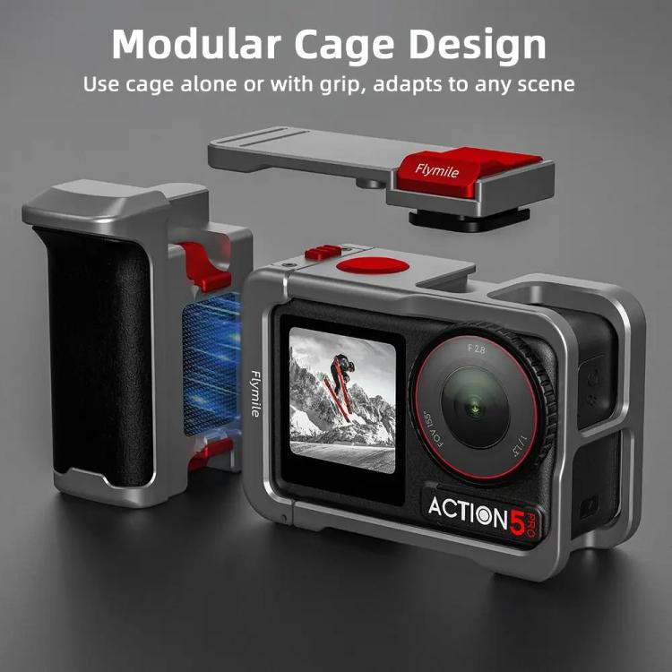 Kit de empuñadura Flymile Street Shooting para cámara de acción DJI Osmo Action 5 Pro/4/3, jaula de expansión de aluminio., AC5015 Cage