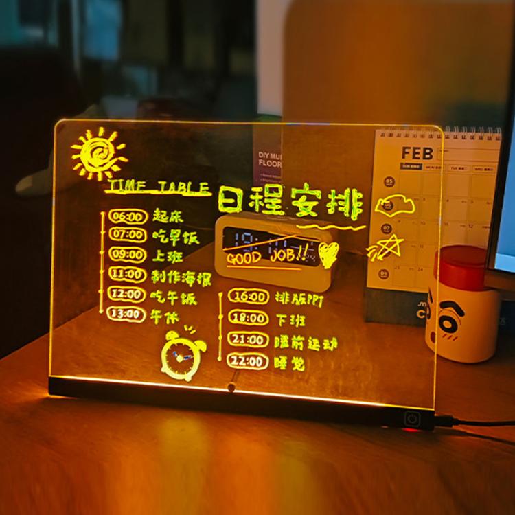 Letrero luminoso transparente de acrílico, fluorescente y borrable para escribir mensajes (cartel publicitario)., RGB 15x15cm, RGB 20x20cm, RGB 30x20cm, RGB 35x26cm, LED 35x26cm