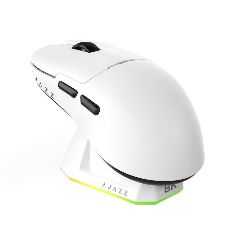 Ratón para juegos Ajazz AJ159PRO con cable, 2.4G y Bluetooth, con tres modos de funcionamiento y base de carga magnética.