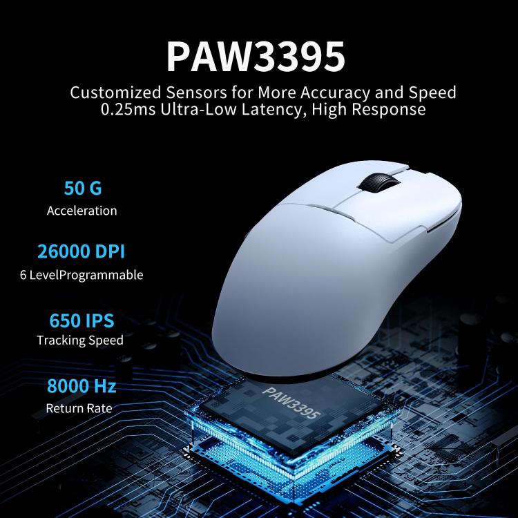 Ratón para juegos Ajazz AJ159PRO con cable, 2.4G y Bluetooth, con tres modos de funcionamiento y base de carga magnética.