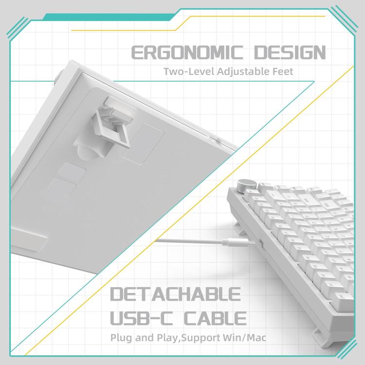 Teclado mecánico con cable Ajazz AK820 con interruptores intercambiables en caliente y luz, Green Switch Ice Blue Light White, Red Switch White Light Black, AS Red Switch White Light Gray White, HP Switch White Light White Gray                         ...