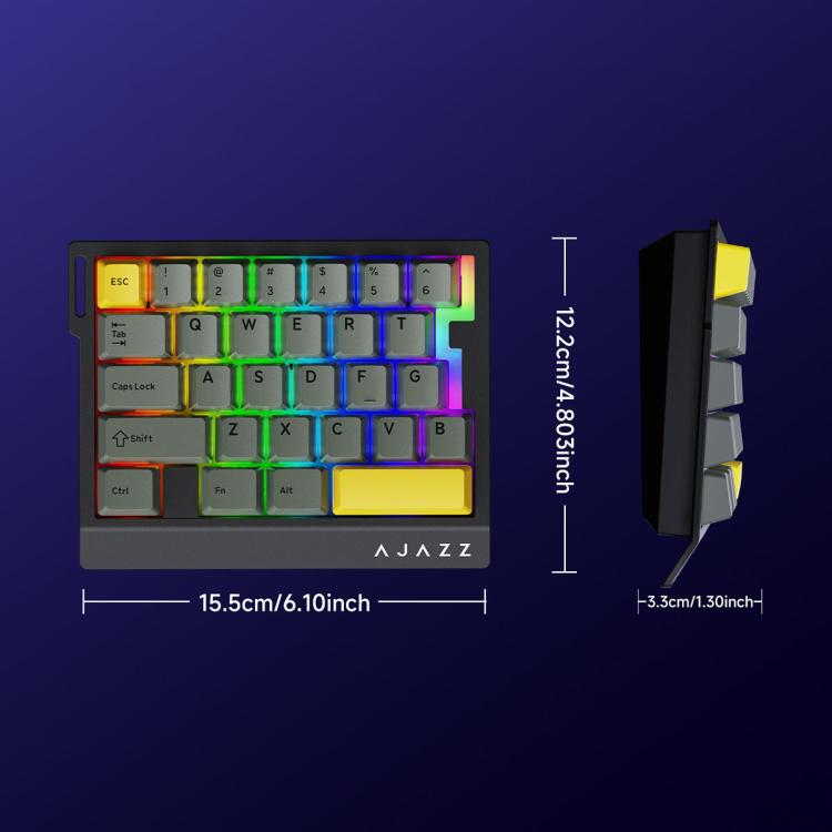 Teclado para juegos con cable Ajazz AK029 Magnetic Rice Switch HIFI Edition con retroiluminación RGB para una sola mano