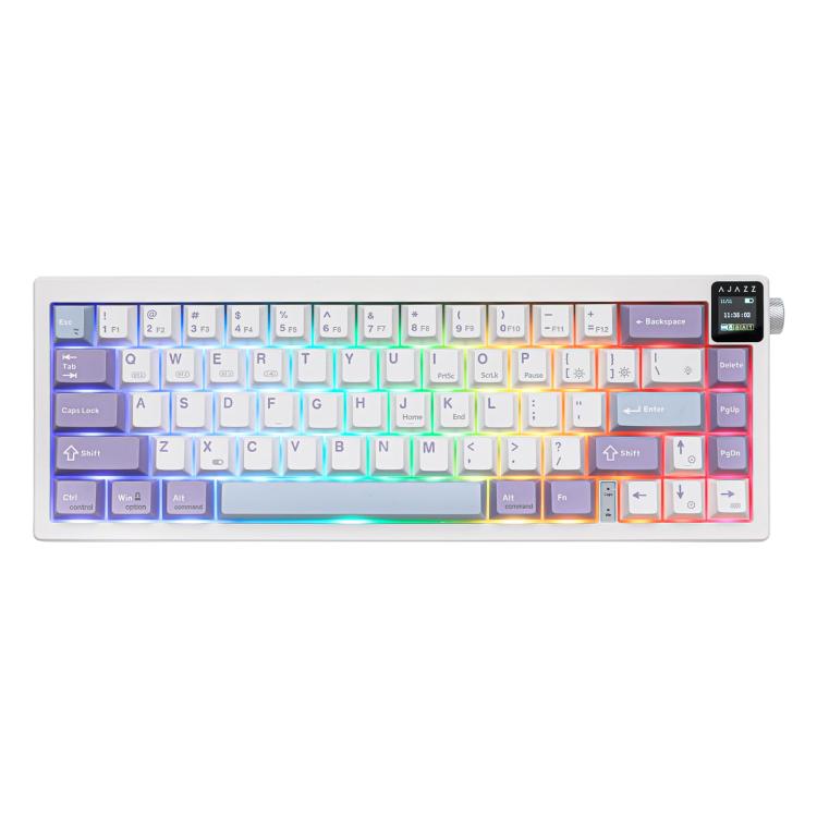 Teclado mecánico inalámbrico Ajazz AK650 de tres modos con pantalla y retroiluminación RGB., Flying Fish Switch Purple White Blue, Dream Switch Purple White Blue, Dream Switch Black Gray Yellow, Dream Switch Side Engraved Gradient Blackberry