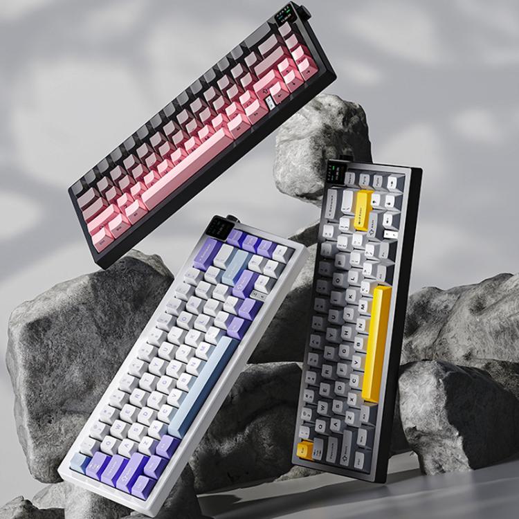 Teclado mecánico inalámbrico Ajazz AK650 de tres modos con pantalla y retroiluminación RGB., Flying Fish Switch Purple White Blue, Dream Switch Purple White Blue, Dream Switch Black Gray Yellow, Dream Switch Side Engraved Gradient Blackberry