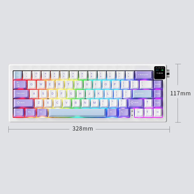 Teclado mecánico inalámbrico Ajazz AK650 de tres modos con pantalla y retroiluminación RGB., Flying Fish Switch Purple White Blue, Dream Switch Purple White Blue, Dream Switch Black Gray Yellow, Dream Switch Side Engraved Gradient Blackberry