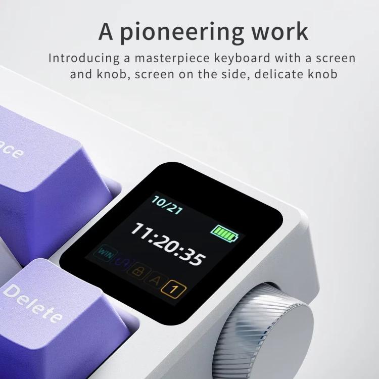 Teclado mecánico inalámbrico Ajazz AK650 de tres modos con pantalla y retroiluminación RGB., Flying Fish Switch Purple White Blue, Dream Switch Purple White Blue, Dream Switch Black Gray Yellow, Dream Switch Side Engraved Gradient Blackberry