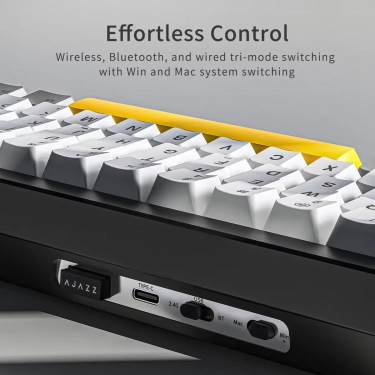 Teclado mecánico inalámbrico Ajazz AK650 de tres modos con pantalla y retroiluminación RGB., Flying Fish Switch Purple White Blue, Dream Switch Purple White Blue, Dream Switch Black Gray Yellow, Dream Switch Side Engraved Gradient Blackberry
