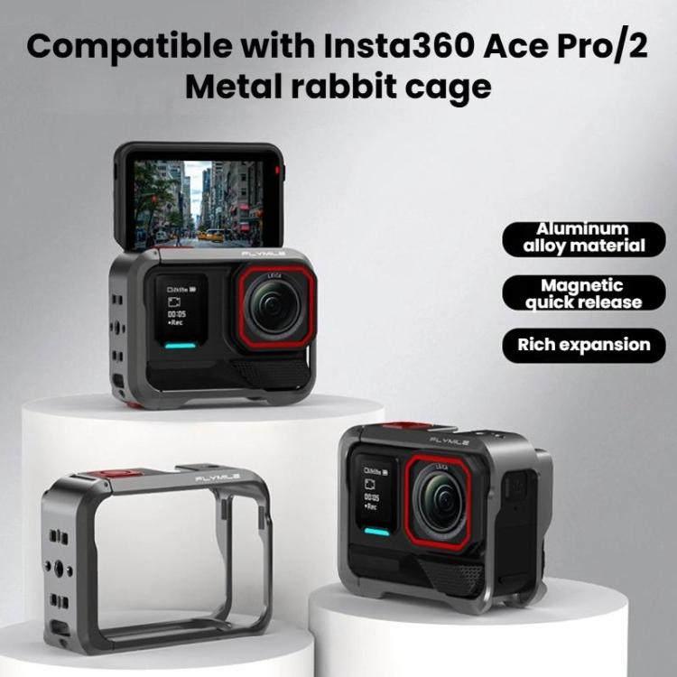 Accesorios para cámaras de acción Insta360 Ace Pro / Ace Pro 2 Flymile Rabbit Cage: marco protector metálico y extensión., For Insta360 Ace Pro / Ace Pro 2