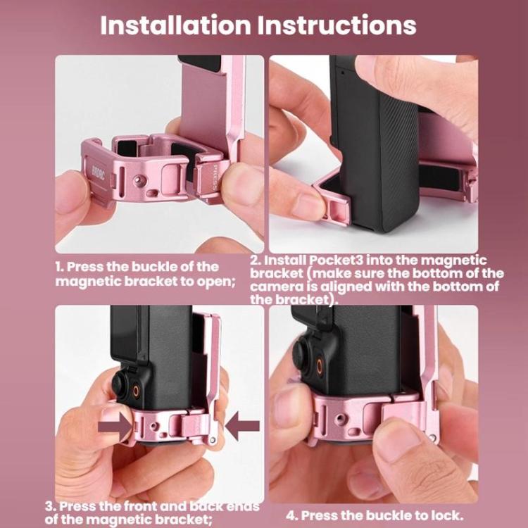 Adaptador de clip trasero expandible con soporte magnético BRDRC para DJI Osmo Pocket 3