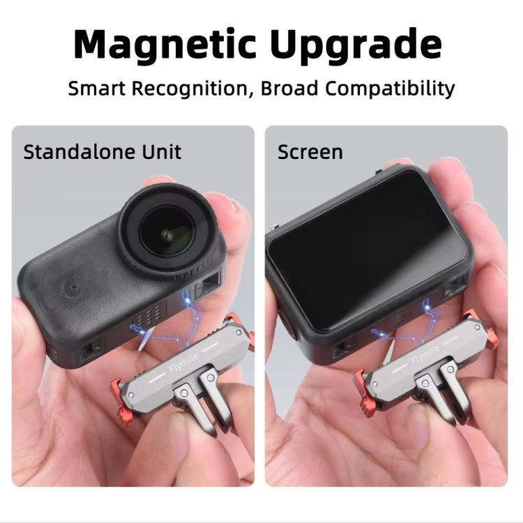 Soporte de extensión plegable de dos mordazas con base magnética de liberación rápida Flymile para cámaras de acción DJI Osmo Nano, Metal